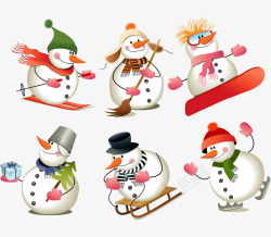 多款圣诞节雪人滑雪运动矢量图素材