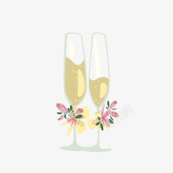 灰黄色香槟婚礼高脚杯矢量图素材
