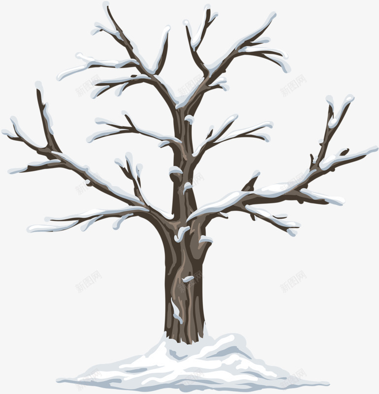 冬天的枯树png免抠素材_88icon https://88icon.com 冬天 手绘 枯树 白雪