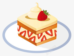 切块草莓芝士正方形切块水果蛋糕手绘蛋糕高清图片