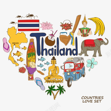 泰国旅游图标矢量图图标