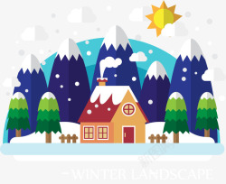 飘雪的村庄冬天插画矢量图高清图片