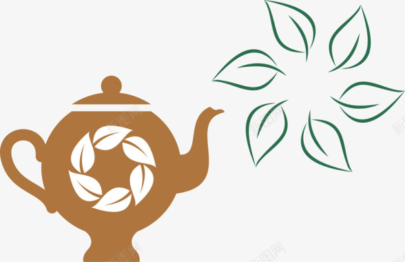 漂浮茶叶花纹茶叶插画矢量图图标图标