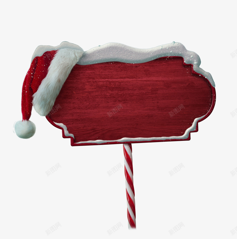 红色木牌圣诞帽子png免抠素材_88icon https://88icon.com 圣诞 帽子 木牌 红色
