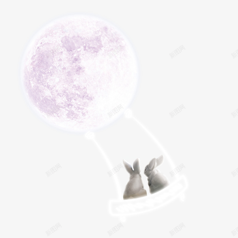 月兔和月亮psd免抠素材_88icon https://88icon.com 中秋 月亮 月亮素材 月兔