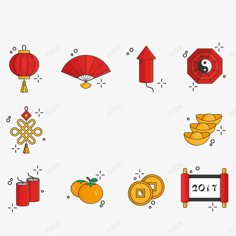 中国风新年元素矢量图ai免抠素材_88icon https://88icon.com 中国风 卡通樱花红色扇子 扇子 新年 灯笼 矢量图 红色