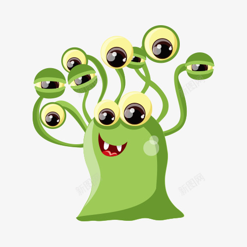 卡通大眼细菌png免抠素材_88icon https://88icon.com 动物 卡通 微生物 怪物 细菌