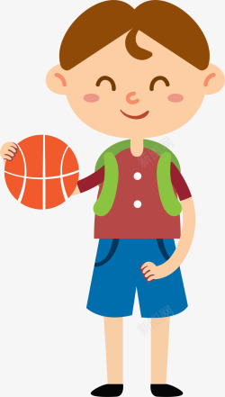 开学季拿着篮球的小男孩素材