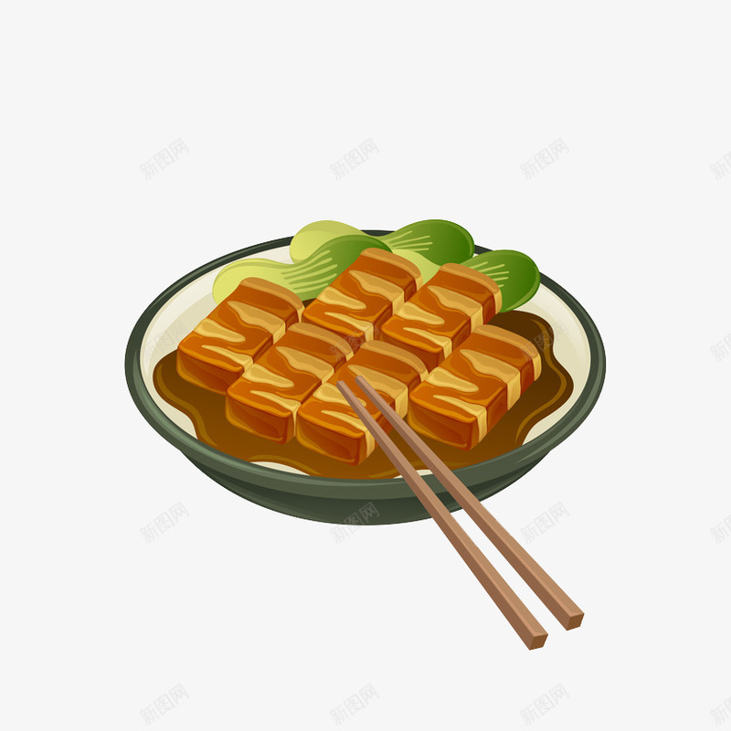 卡通一盘炸豆腐图png免抠素材_88icon https://88icon.com 中华美食 卡通 插图 炸豆腐 盘子 筷子 美食 豆制品卡通 食物