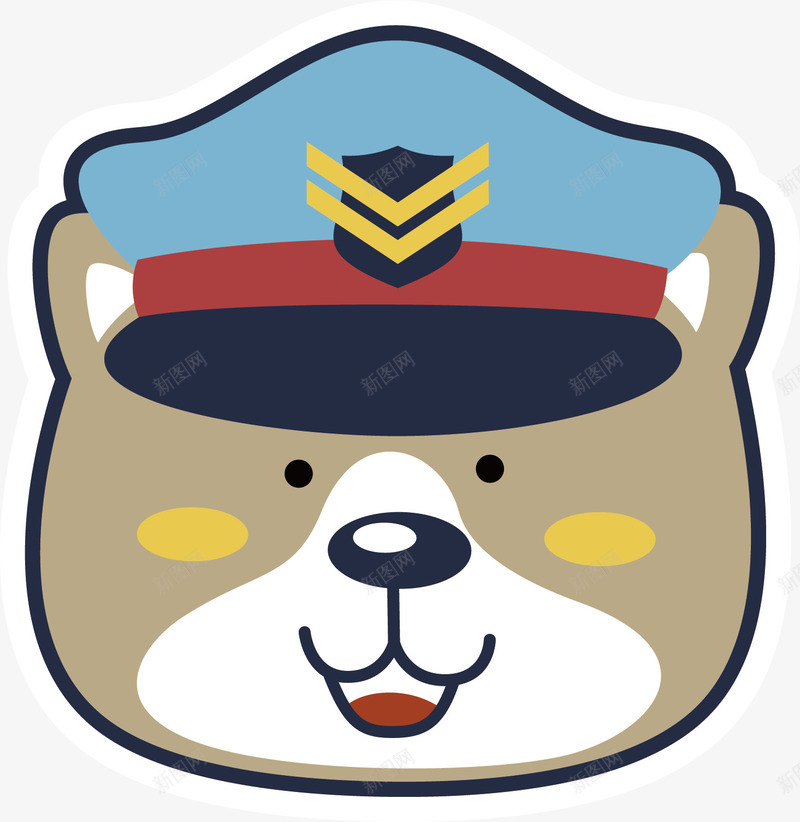 小熊的警察帽矢量图ai免抠素材_88icon https://88icon.com 动物 可爱 小熊 帽子 微笑 灰色 警徽 矢量图