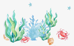 手绘水彩装饰插图全国海洋日水彩素材