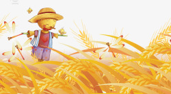 黄色稻子卡通稻田高清图片