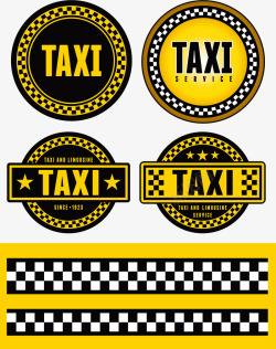 汽车标签设计黄色出租车矢量图高清图片