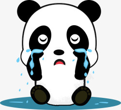 手绘卡通动漫伤心哭的熊猫素材