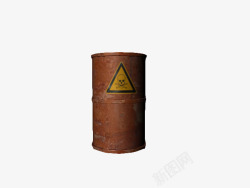 一桶破旧棕色大桶装机油桶素材