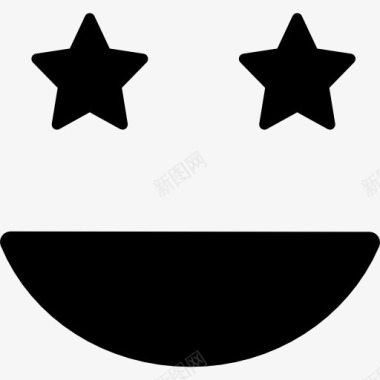 开心的微笑表情的方脸眼睛像星星图标图标