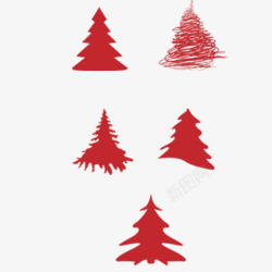 红色剪纸圣诞树素材
