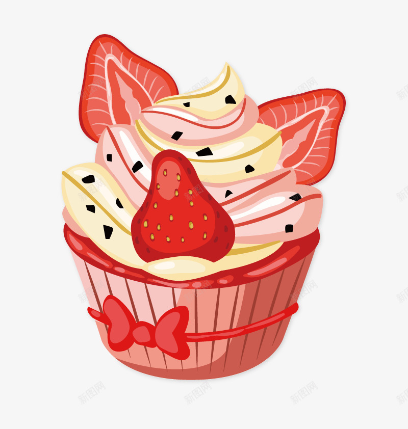 草莓蛋糕png免抠素材_88icon https://88icon.com 免扣png素材 免费png素材 水果 粉色 纸杯 草莓