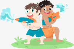 打水仗儿童节打水枪的男孩高清图片