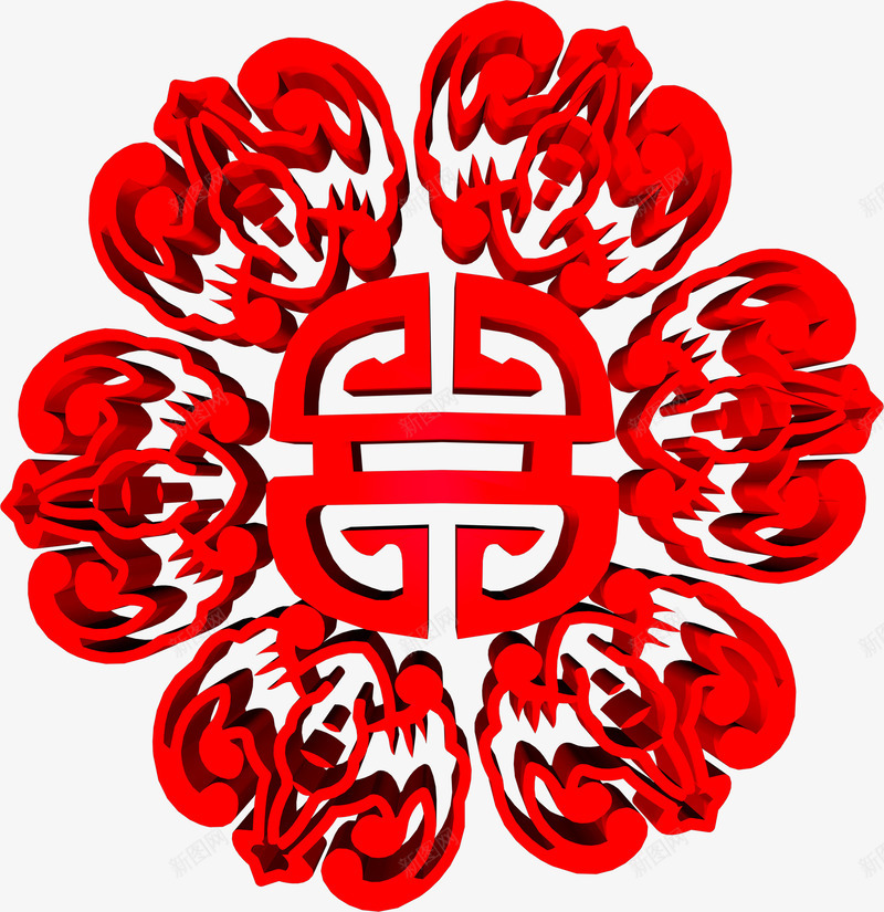 红色大气典雅花纹png免抠素材_88icon https://88icon.com 典雅 大气 红色 花纹