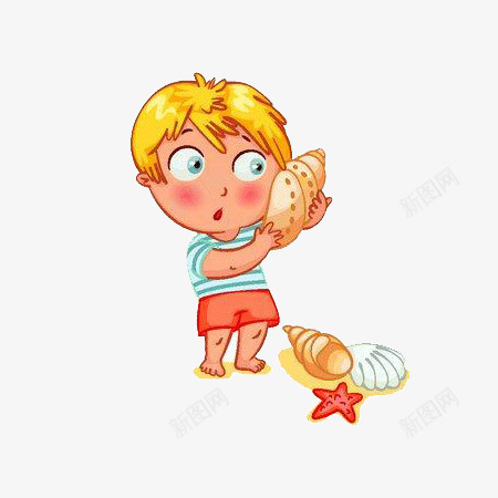海螺小男孩png免抠素材_88icon https://88icon.com 一个 卡通 小男孩 手绘 海星 海螺 简图 贝壳
