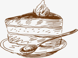 手绘调羹手绘线条甜食下午茶蛋糕高清图片