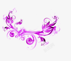 紫色唯美花纹精致手绘素材