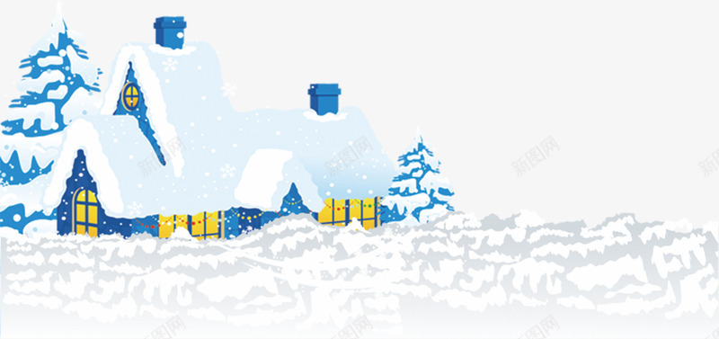 冰雪城堡png免抠素材_88icon https://88icon.com 冬天 冰雪城堡 建筑 蓝色房子 雪白 雪花
