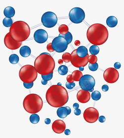 红色蓝分子结构素材