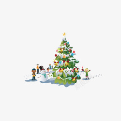 圣诞孩子和雪人素材库雪地里的圣诞树高清图片