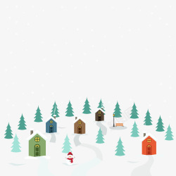 雪房素材卡通雪中的村落矢量图高清图片