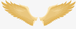 展开的卡通金色翅膀矢量图素材
