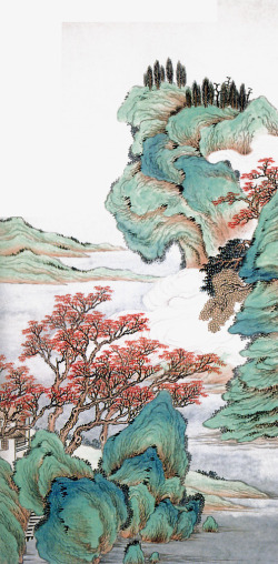 中国工笔画山水画高清图片