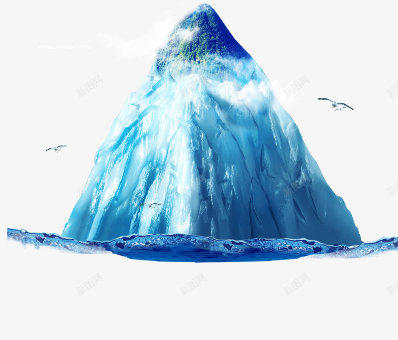 冰山psd免抠素材_88icon https://88icon.com 冰山 模型 海鸥 白云 雪山