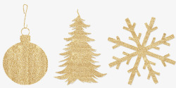 蝴蝶结圣诞球圣诞节金色雪花吊饰装饰高清图片