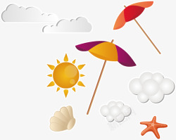夏日遮阳伞太阳贝壳素材