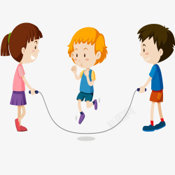 孩童卡通小学生跳绳矢量图高清图片