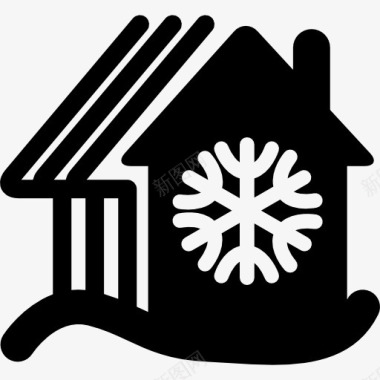 雪山农村热小屋在雪山图标图标