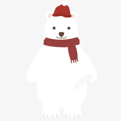 北极熊免扣PNG图冬天围着围巾的北极熊图矢量图高清图片