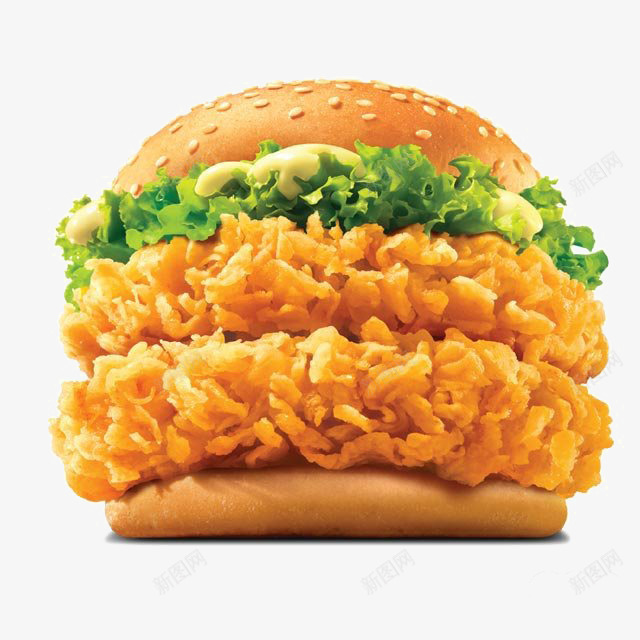 大份鸡腿堡png免抠素材_88icon https://88icon.com 双层 快餐 香辣味 鸡肉 鸡腿堡