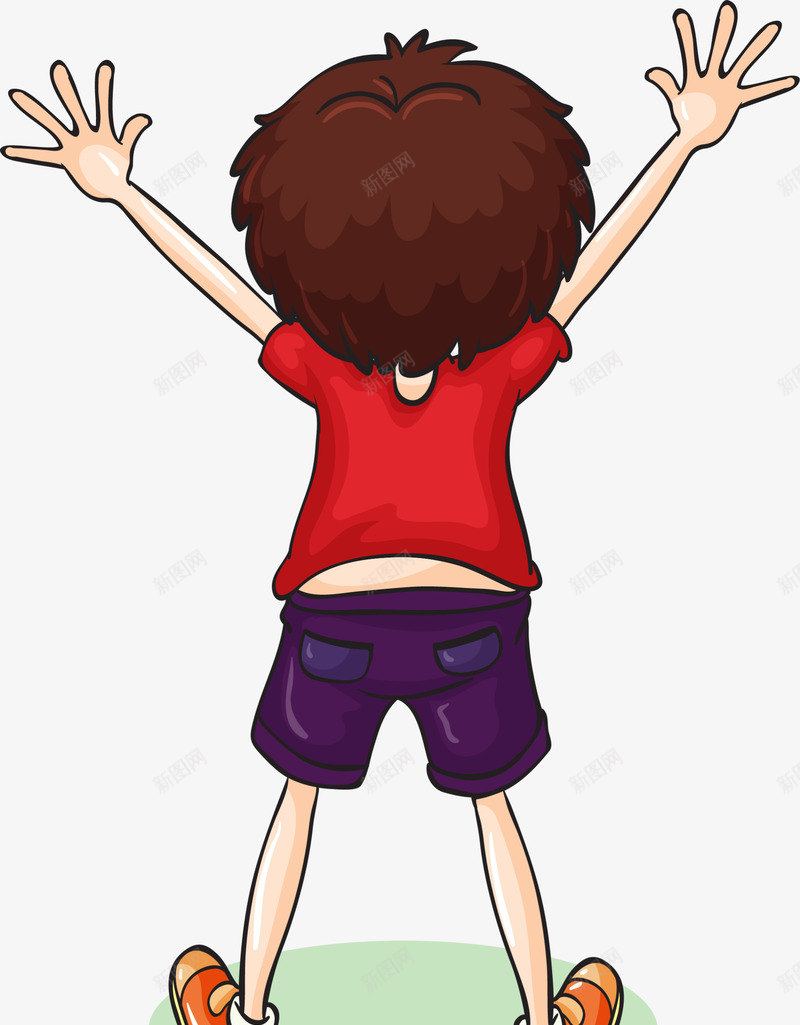 儿童节可爱男孩背影png免抠素材_88icon https://88icon.com 举手欢呼 儿童节 可爱男孩 小男孩举手 小男孩背影 男孩背影 紫色裤子 红色衣服 高举手臂