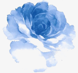 水彩花框蓝色水彩花高清图片