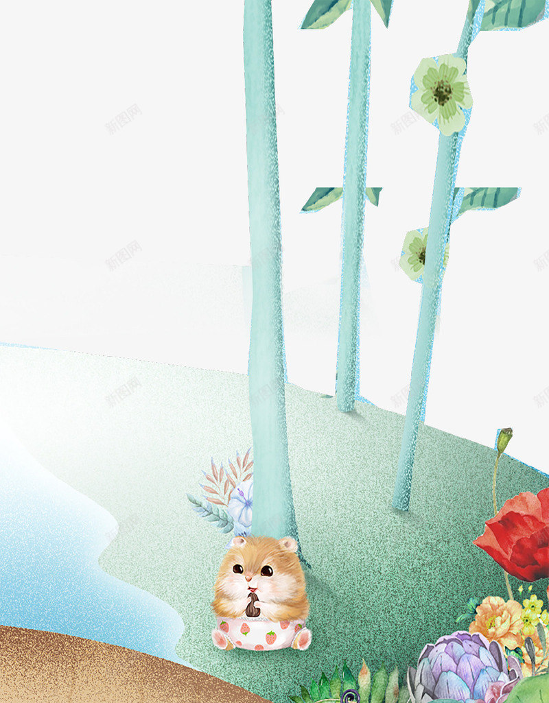 创意彩绘春季海报png免抠素材_88icon https://88icon.com 创意 彩绘 春天 春季 树叶 海报 竹子 花朵