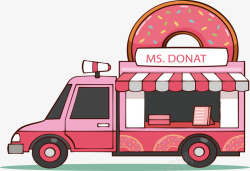 粉色甜甜圈餐车素材