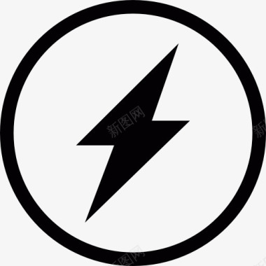 电流闪电在一圈图标图标