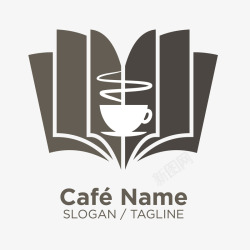 咖啡书籍镂空书籍咖啡logo矢量图图标高清图片