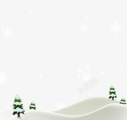 柏树素材卡通雪景高清图片