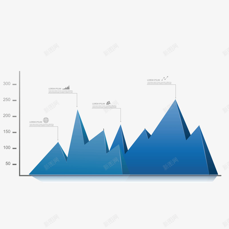 蓝色折线数据png免抠素材_88icon https://88icon.com 分析 刻度 层次 山峰 折线 数据 科技 立体 蓝色