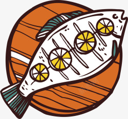 烤鱼鱼宴水彩烧烤的鱼矢量图高清图片