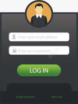 黑色网站登录界面矢量图素材